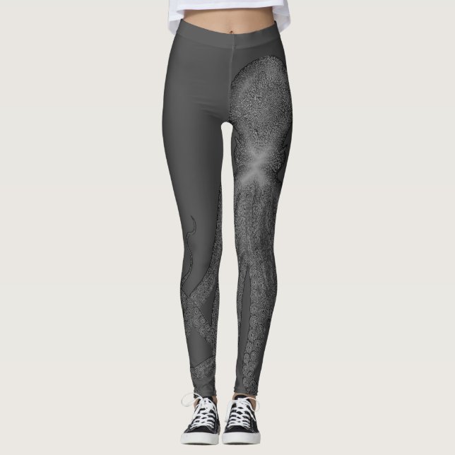 Vintager Schwarz-Weiß-Okt Leggings (Vorderseite)