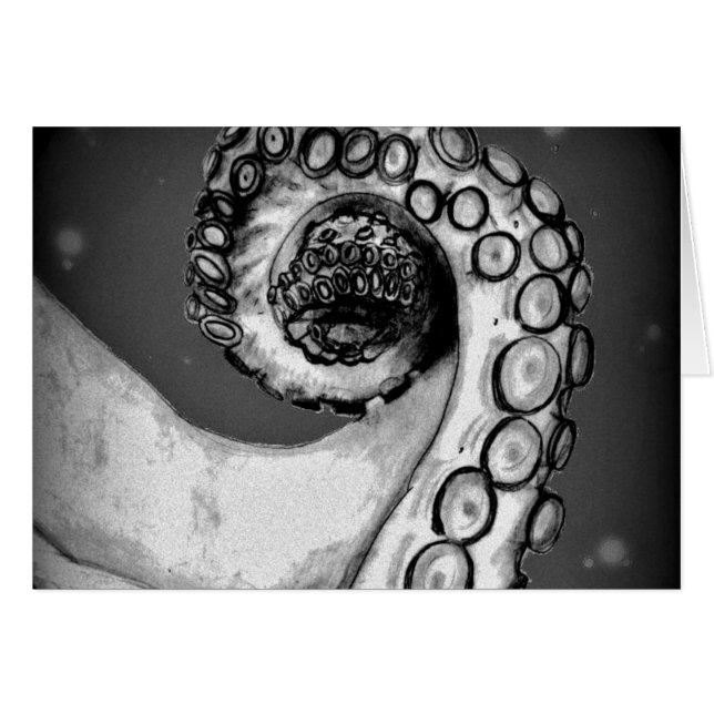 Vintager Schwarz-Weiß-Oktopus-Tentakel (Vorderseite (Horizontal))