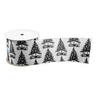 Vintager Schwarz-weißer Weihnachtsbaum Satinband
