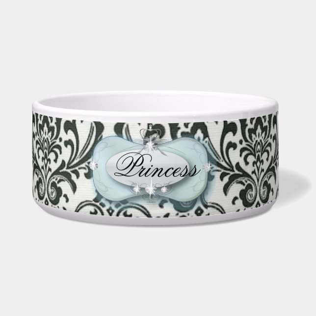 Vintager Schwarzdamast Napf (Vorderseite)