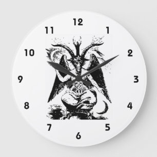 Vintager schwarzer Baphomet Große Wanduhr