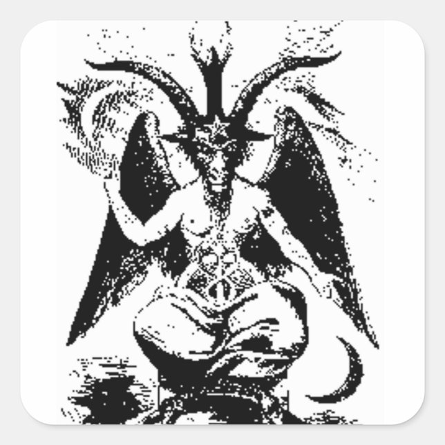 Vintager schwarzer Baphomet Quadratischer Aufkleber (Vorderseite)