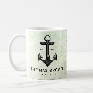 Vintager schwarzer Roheisen-Anker-Seebootfahrt Kaffeetasse