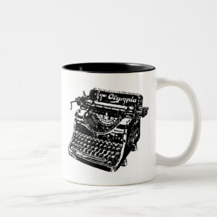 Vintager Schwarzer Schreibmaschine Zweifarbige Tasse