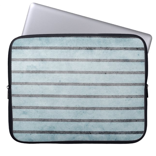 Vintager schwarzer Streifen, blauer Laptop-Compute Laptopschutzhülle (Vorderseite)