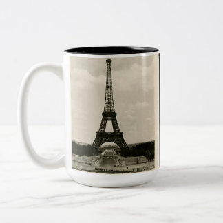 Vintager schwarzer u. weißer Eiffel-Turm Zweifarbige Tasse