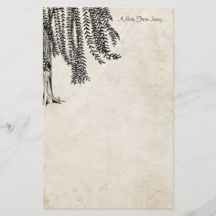 Vintager Schwarzer Weidenbaum Briefpapier
