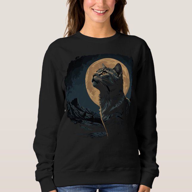 Vintager Schwarzkatzenmoon Sweatshirt (Vorderseite)