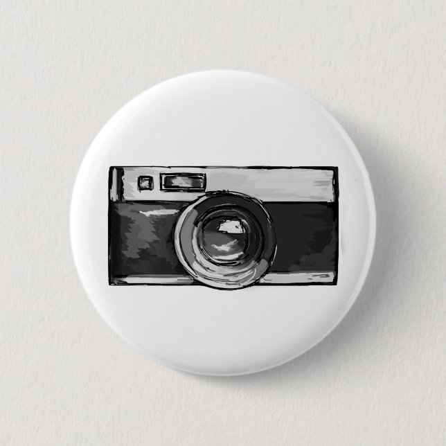 Vintager Schwarzweiss-Kamera-Knopf Button (Vorderseite)