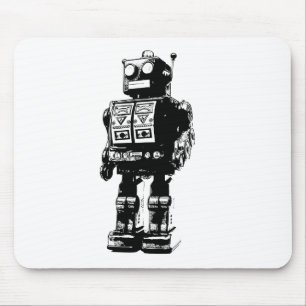 Vintager Schwarzweiss-Roboter Mousepad