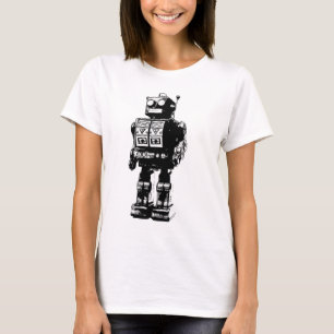 Vintager Schwarzweiss-Roboter T-Shirt