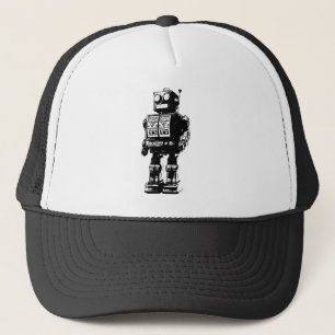 Vintager Schwarzweiss-Roboter Truckerkappe