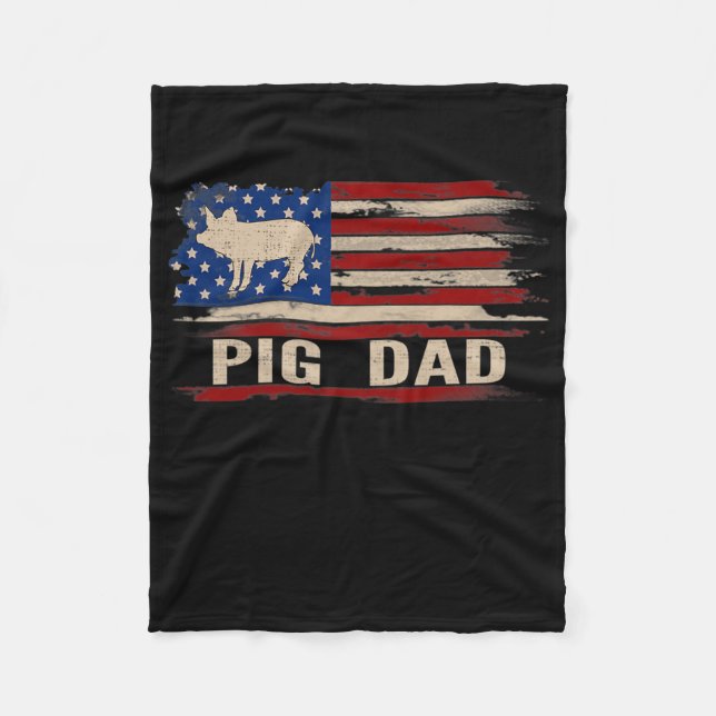 Vintager Schweinefleisch-Vater Amerikanische Flagg Fleecedecke (Vorderseite)