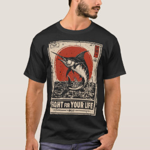 Vintager Schwertfisch Ozeankriegerportrait T-Shirt