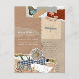 Vintager Scrapbooking-Stil 2025 - Wünsche Postkarte