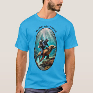 Vintager SCUBA Diving Diver Reiten eines Sea Lion  T-Shirt