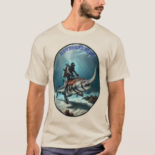 Vintager SCUBA Diving Diver Reiten eines Seefischs T-Shirt