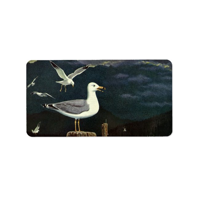 Vintager Seagull-Halssteg, Meervögel Adressaufkleber (Vorne)