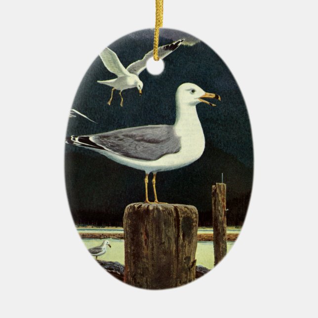 Vintager Seagull-Halssteg, Meervögel Keramikornament (Vorne)