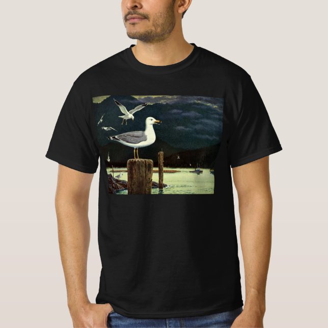 Vintager Seagull-Halssteg, Meervögel T-Shirt (Vorderseite)