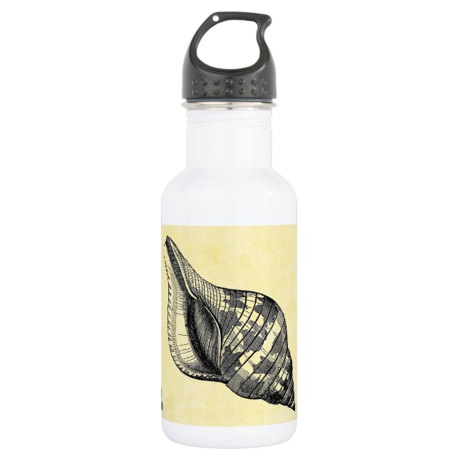Vintager Seashell auf Cream Trinkflasche (Vorderseite)
