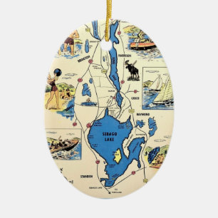 Vintager Sebago Lake Maine Keramik Ornament