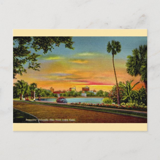Vintager See Eola Orlando Florida Postkarte (Vorderseite)