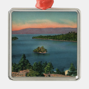 Vintager See Tahoe Emerald Bay Silbernes Ornament