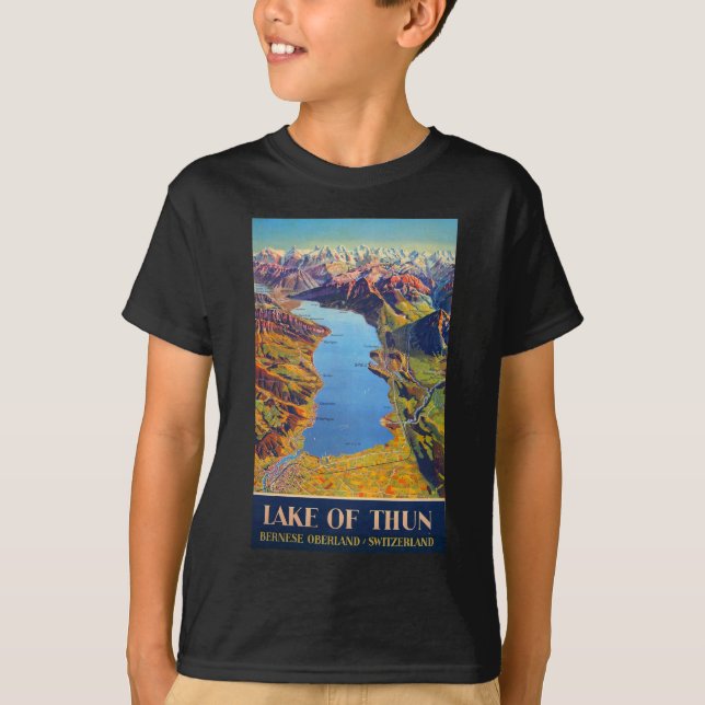 Vintager See Thun Schweiz Reisen T-Shirt (Vorderseite)
