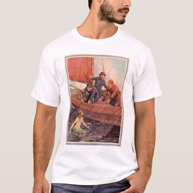 Vintager Seemann-Meerjungfrau-Fang T-Shirt (Vorderseite)