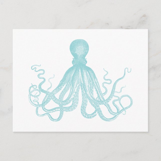 Vintager Seeoktopus Einladungspostkarte (Vorderseite)