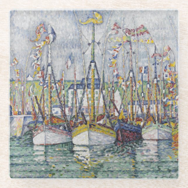 Vintager Segen der Thunfischflotte in Groix Glasuntersetzer (Vorderseite)