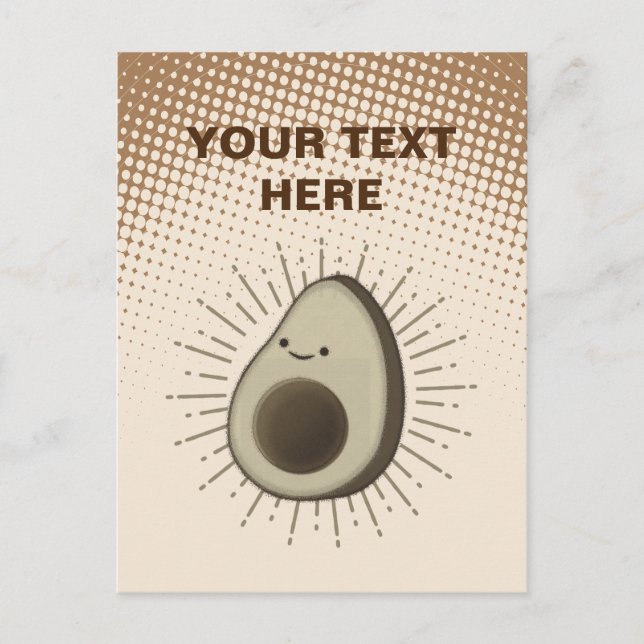Vintager Sepia-Cartoon Avocado Gradient Postkarte (Vorderseite)