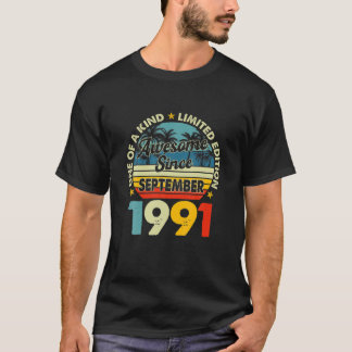 Vintager September 1991 30 Jahre alter Retro 30. B T-Shirt