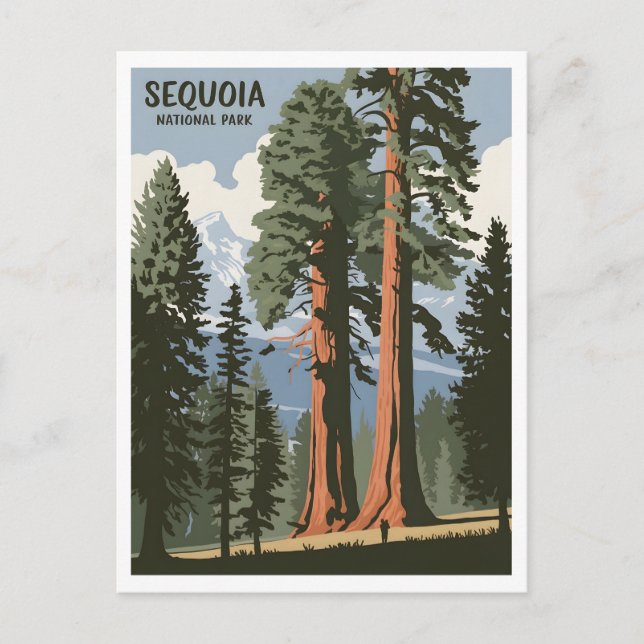 Vintager Sequoia-Nationalpark Postkarte (Vorderseite)