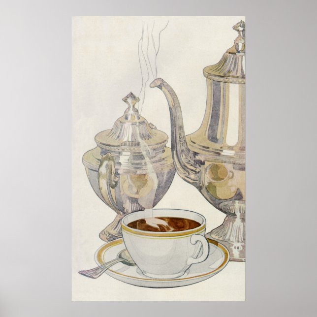 Vintager Silber-Kaffeeservice Poster (Vorne)