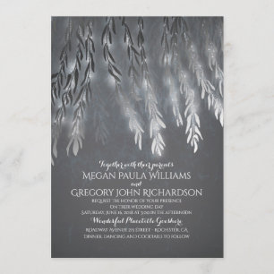 Vintager Silberteffekt Willow Tree Wedding Einladung
