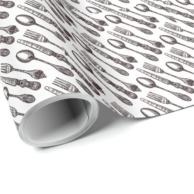 Vintager Silverware Classic Feinschmecker Geschenkpapier (Rolleneckpunkt)