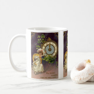 Vintager Silvester Irish Lass Clock um Mitternacht Kaffeetasse