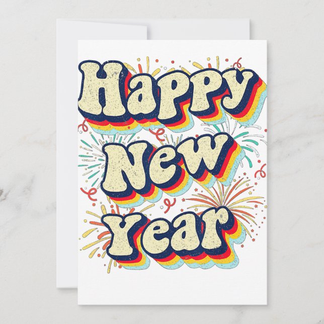 Vintager Silvester Party Supplies 2023 Feiertagskarte (Vorderseite)