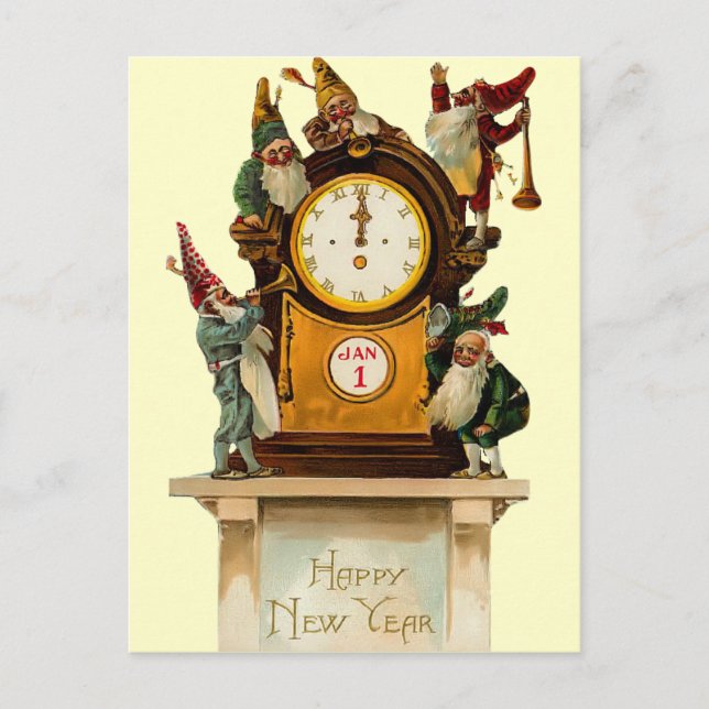 Vintager Silvester Postkarte (Vorderseite)