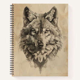 Vintager Sketch Wolf Notizbuch