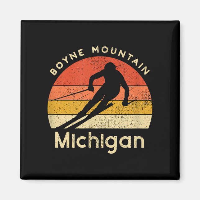 Vintager Ski Boyne Berg Michigan Magnet (Vorne)