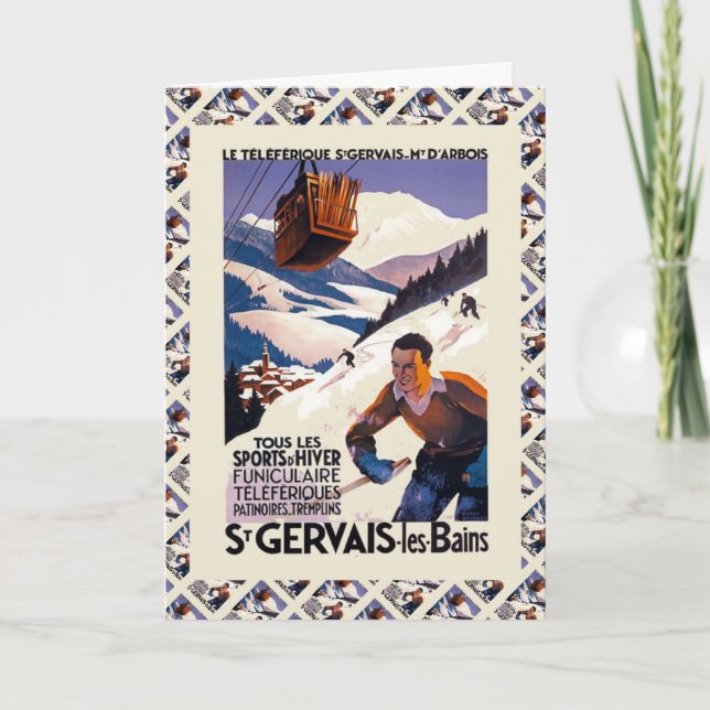 Vintager Ski, Frankreich, St. Gervais les Bains Karte (Vorderseite)