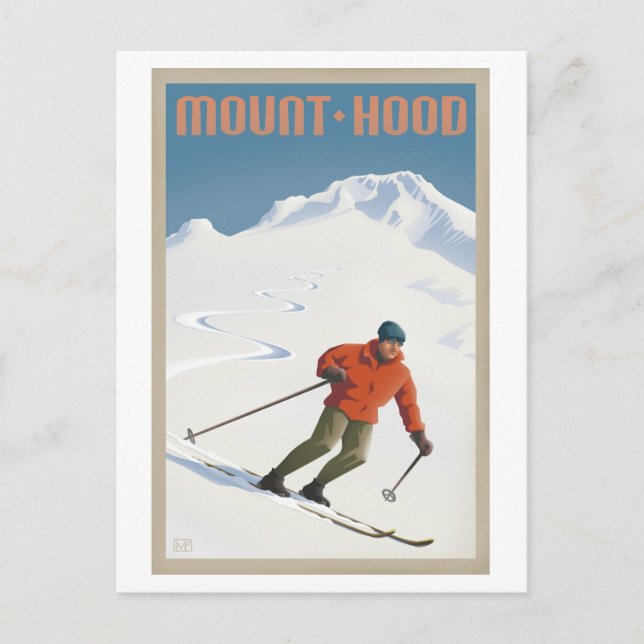 Vintager Ski Mt. Hospiz Postkarte (Vorderseite)