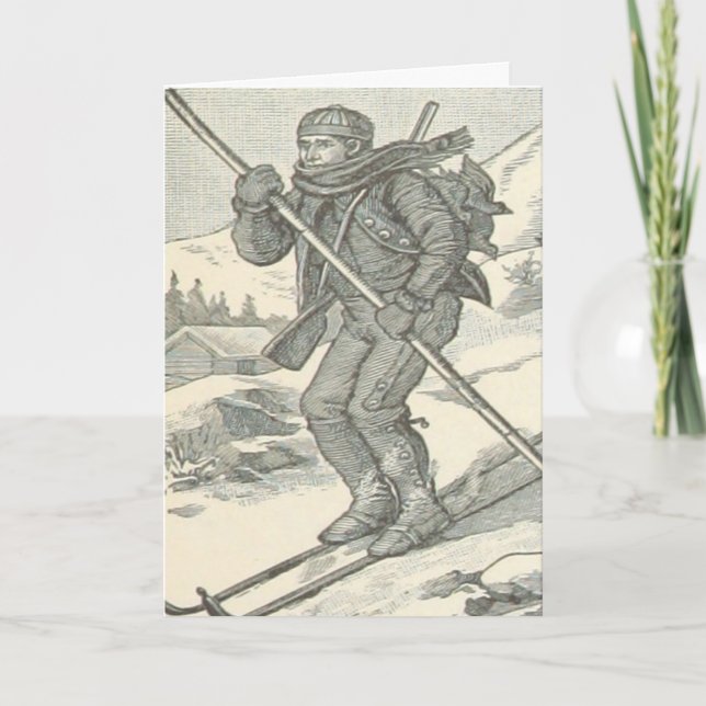 Vintager Skifahrer Skifahrer Winter Weihnachten (Vorderseite)