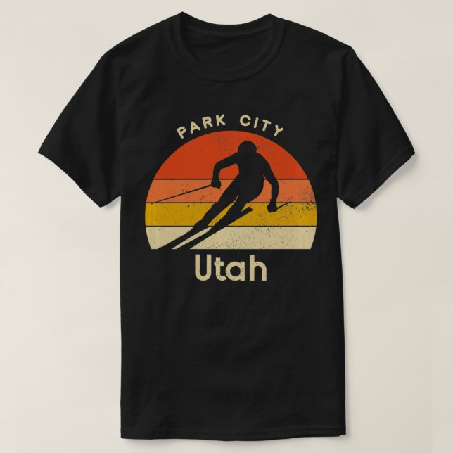 Vintager Skipark Stadt Utah T-Shirt (Design vorne)