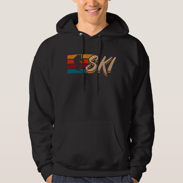 Vintager Skisprung Retro Skier Hoodie (Vorderseite)