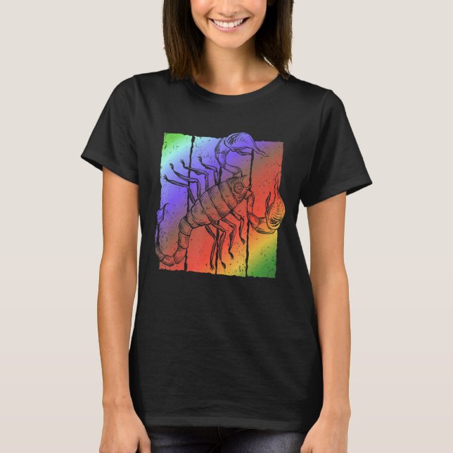 Vintager Skorpion Retro 80er Stripteppich T-Shirt (Vorderseite)