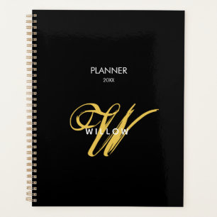 Vintager Skriptkalender für Schwarzes Gold Monogra Planer